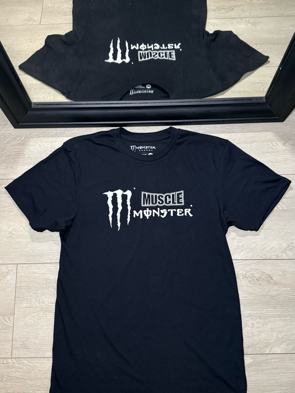 New Y2K 2000s Black Monster Energy Muscle Logo SpellOut Shirt